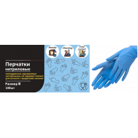 Перчатка нитриловая, неопудренная 100 шт M, синие (1/10)