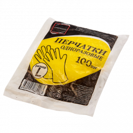 Перчатки одноразовые полиэтиленвые, 100 шт, L