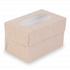 Коробка OSQ MUF на 2 капкейка с окном, 2 стороны белая-крафт, 10 х 16 х 10 см