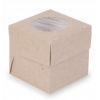 Коробка OSQ MUF на 1 капкейк с окном, 2 стороны белая-крафт, 10 х 10 х 10 см
