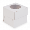 Коробка OSQ MUF на 1 капкейк с окном, 2 стороны белая-крафт, 10 х 10 х 10 см