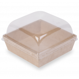 Коробка для бургеров с прозрачной крышкой SMART PACK 800, 135/150 x 135/150 x 40/49 мм